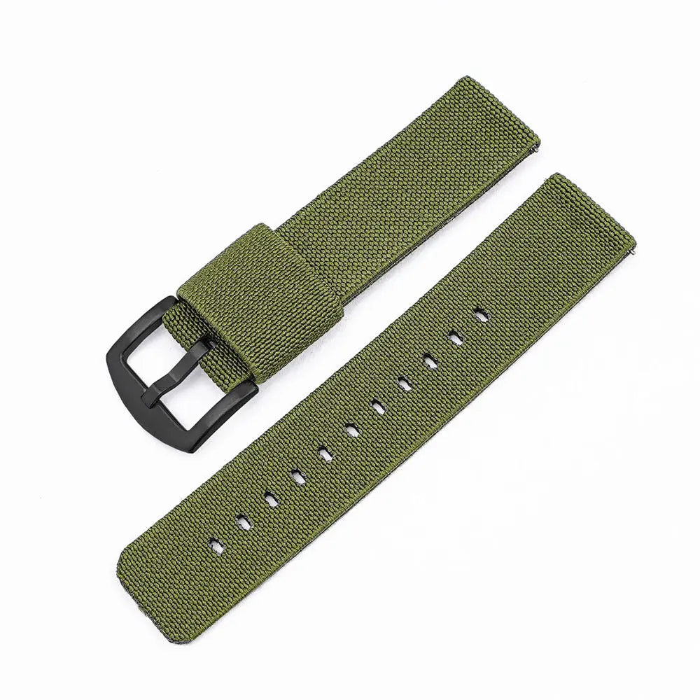 Woven Nylon Two Piece Watch Strap with Pinstripe and Quick Release - Sizes M & L