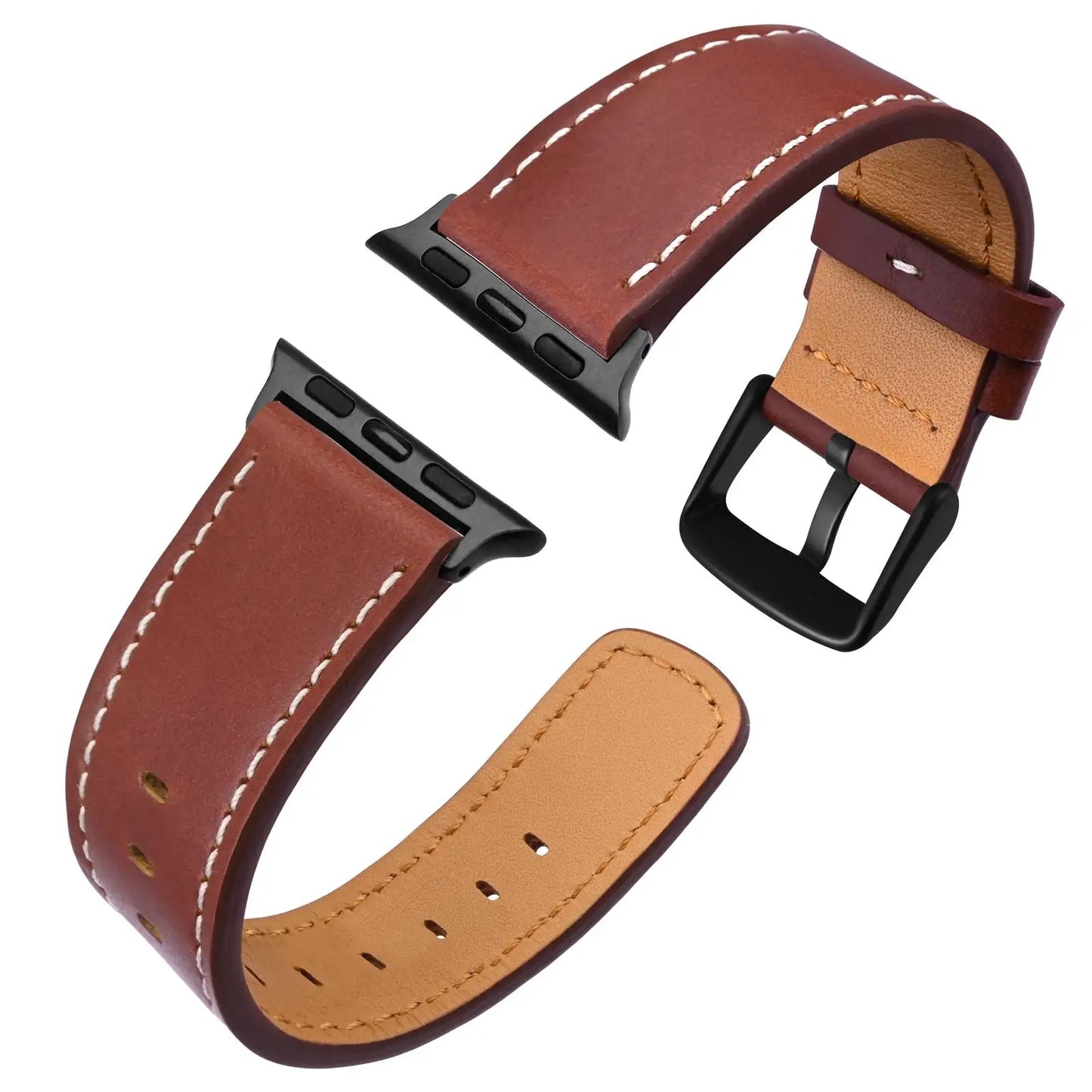 Anbeer Genuine Leather Watch Band for Apple Watch  - all Series 8 & 9