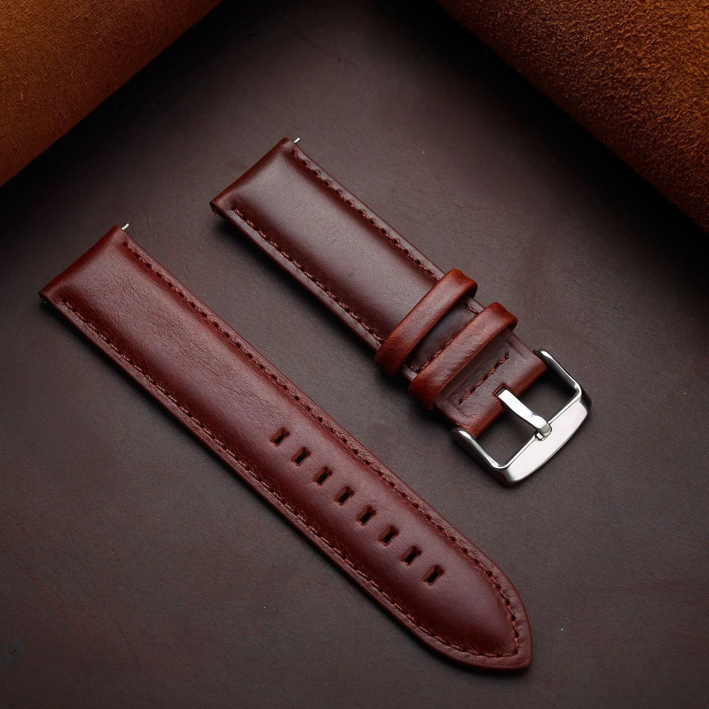 Classic Handmade Leather Strap With Quick Release - Sizes M & L