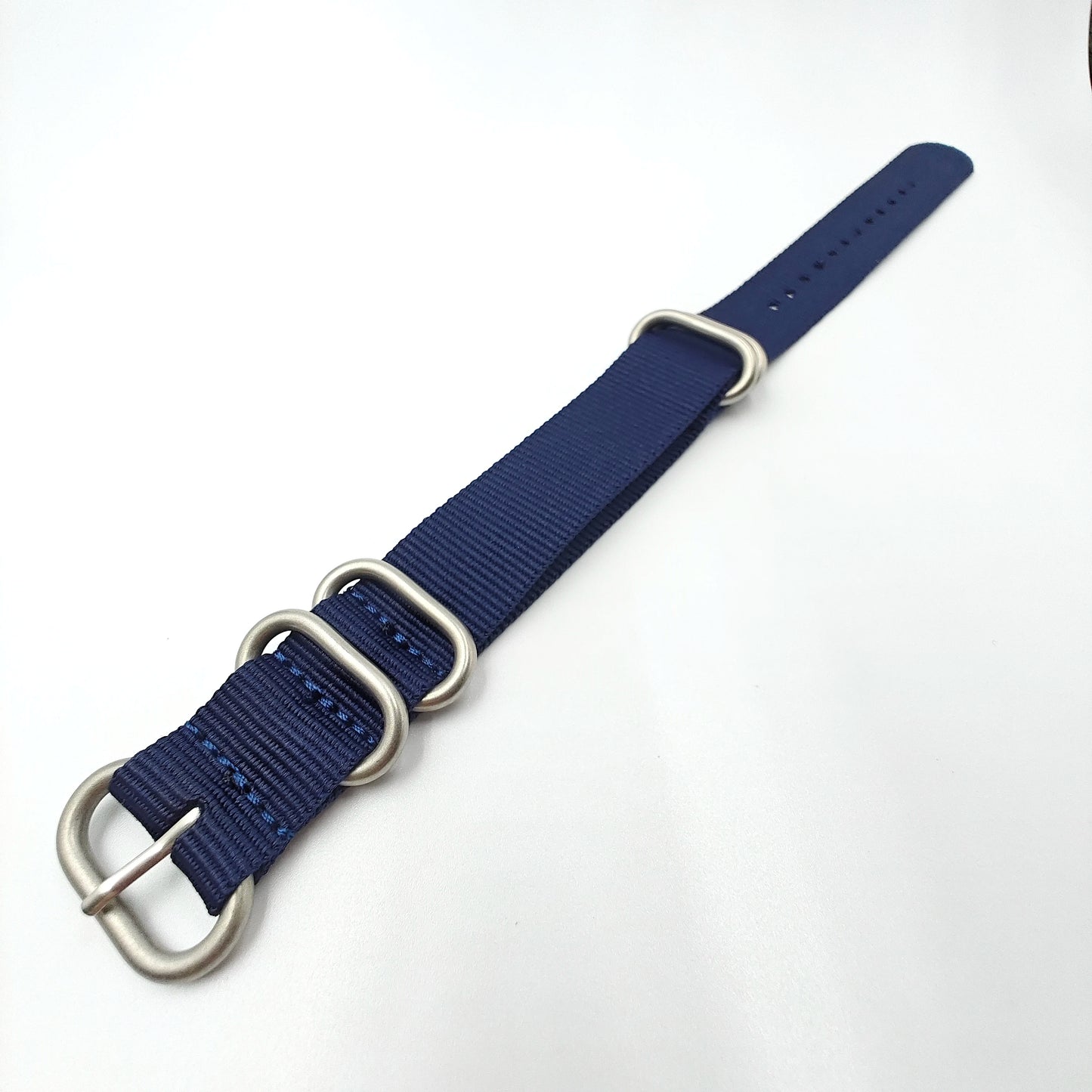 Nylon woven canvas NATO watch strap with rounded steel hardware - Sizes M & L