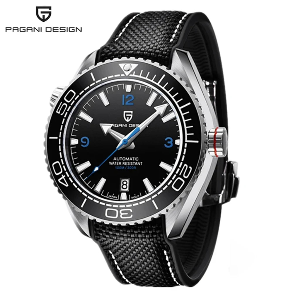 Pagani Design PD-1679M - Stainless Steel Automatic Dive Watch with Silicone Sailcloth Strap