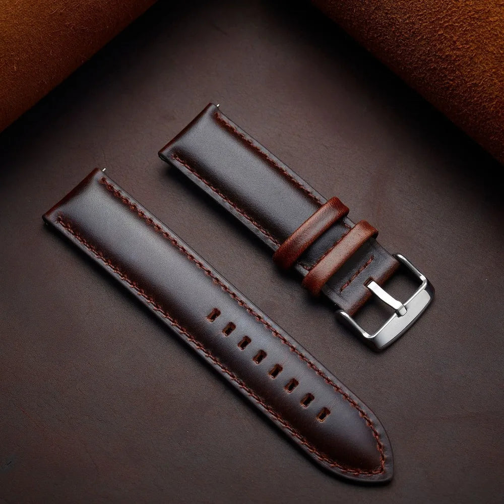 Classic Handmade Leather Strap With Quick Release - Sizes M & L