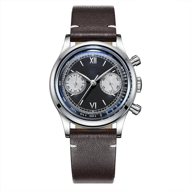 Addiesdive AD2037 - Stainless Steel MechaQuartz Chronograph with soft leather strap