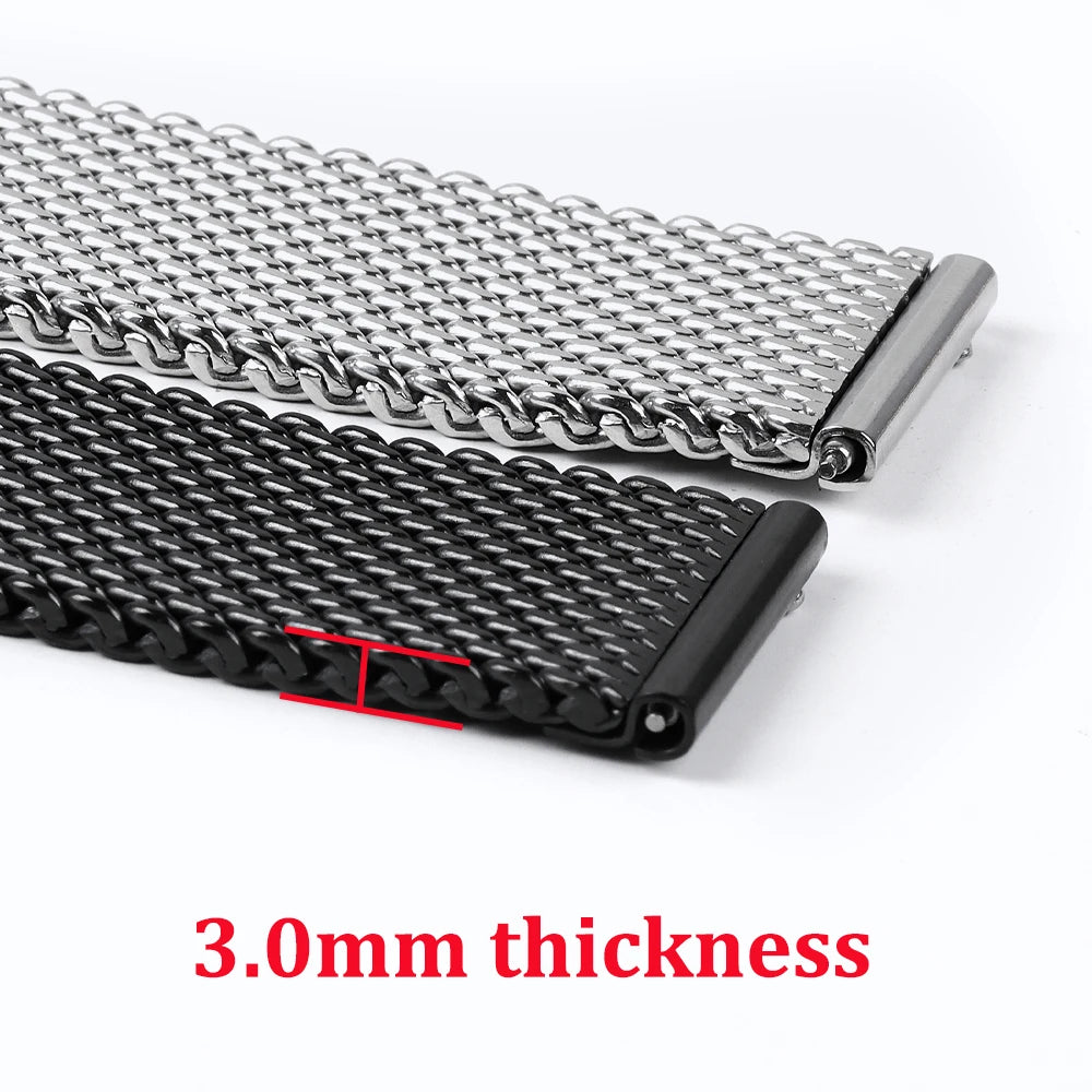 3mm Thick Stainless Steel Mesh Strap with Quick Release Spring Bars M & L