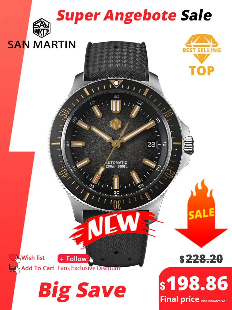 San Martin SN0118-G - Fruit Series Automatic 200m Dive Watch with Seiko NH35 Movement