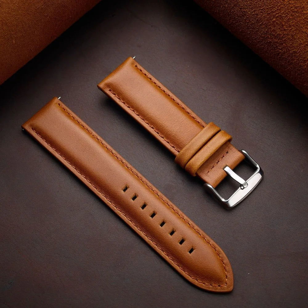 Classic Handmade Leather Strap With Quick Release - Sizes M & L