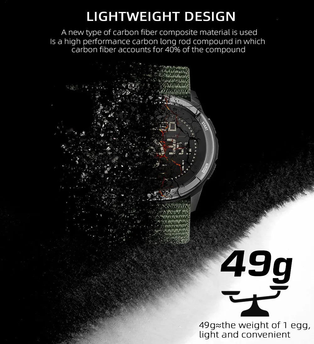 North Edge Digital Carbon fiber Watch With Compass, Step Counter, & Fitness Tracking