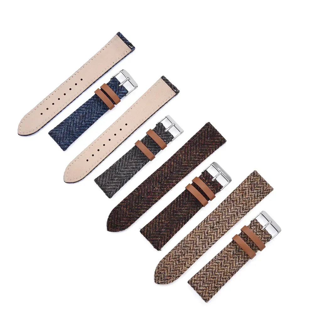 Nylon and Leather Woven Fabric Watch Strap with Quick Release - Sizes M & L