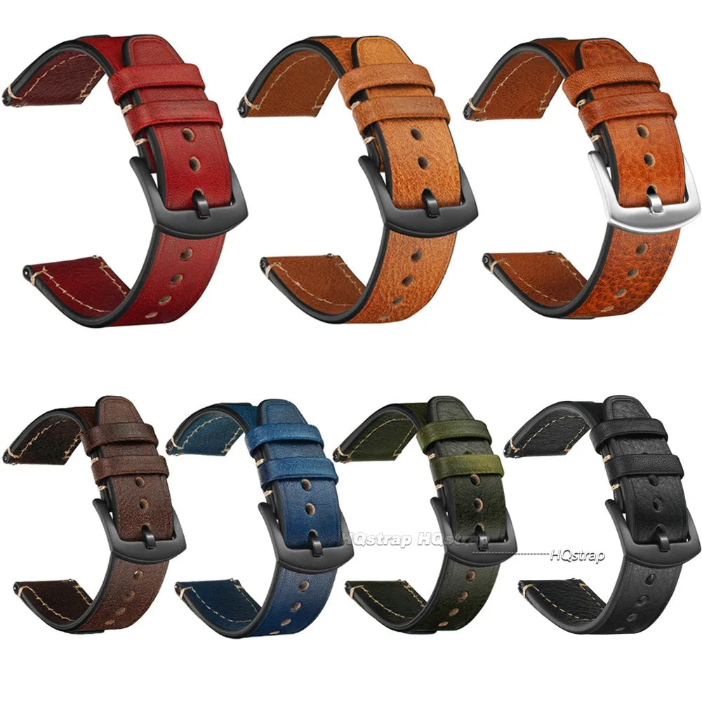 Universal Retro Leather Watch Strap - Sizes M & L