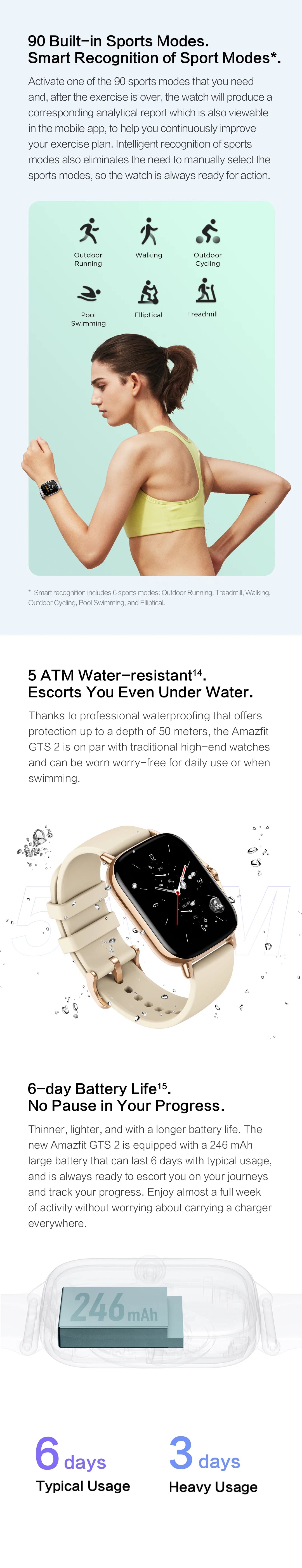 Amazfit GTS 2 - 43mm, AMOLED screen, fitness tracker for Android or iOS