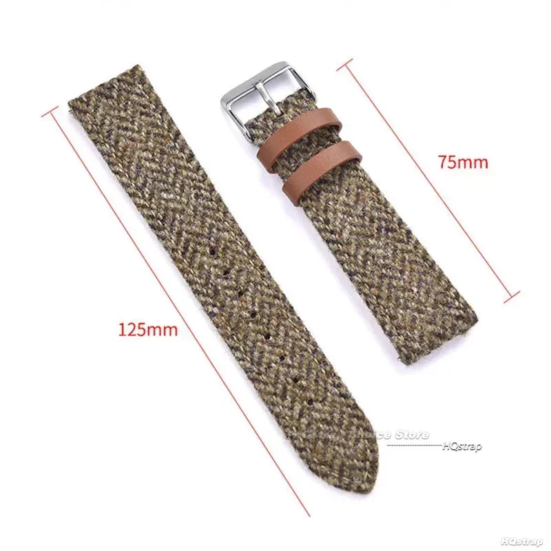 Nylon and Leather Woven Fabric Watch Strap with Quick Release - Sizes M & L