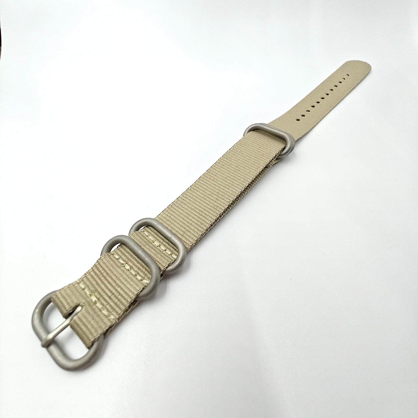 Nylon woven canvas NATO watch strap with rounded steel hardware - Sizes M & L