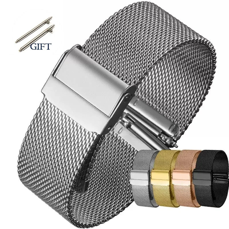 Universal Milanese Mesh Stainless Steel Watch Strap With Quick Release  - Sizes S, M & L