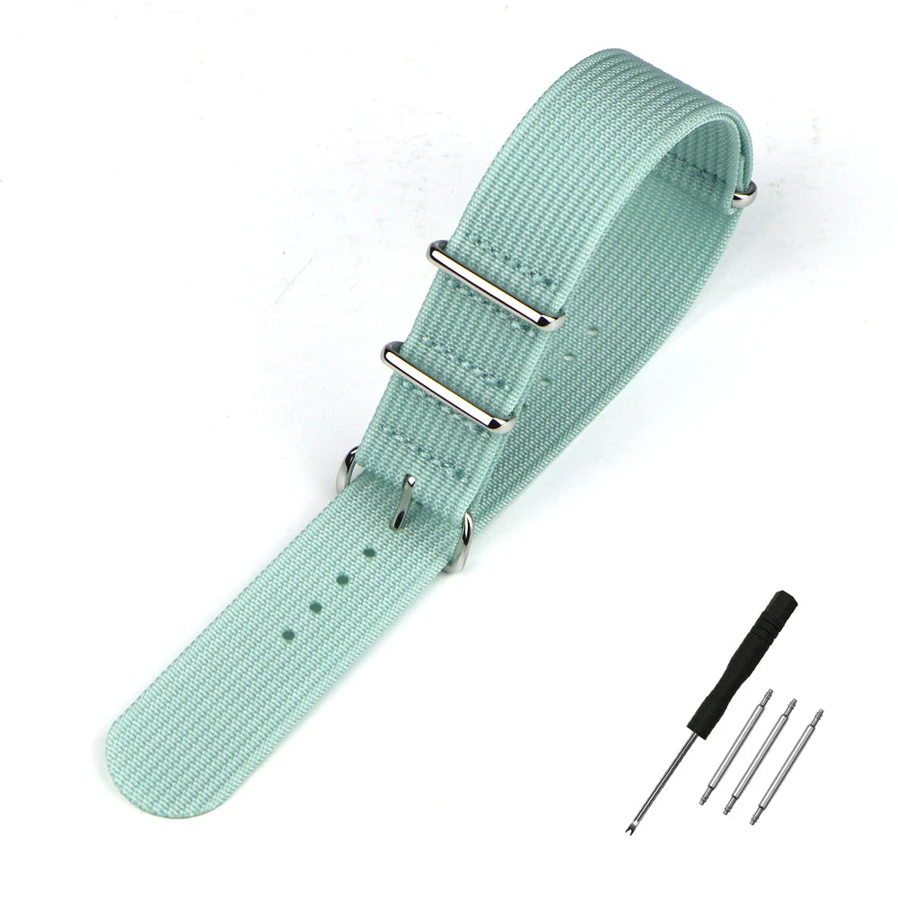 High Quality Ribbed NATO Style Watch Strap with Stainless Steel Hardware - Sizes M & L