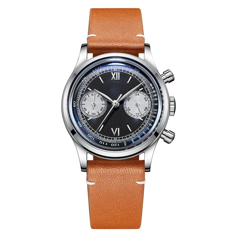 Addiesdive AD2037 - Stainless Steel MechaQuartz Chronograph with soft leather strap