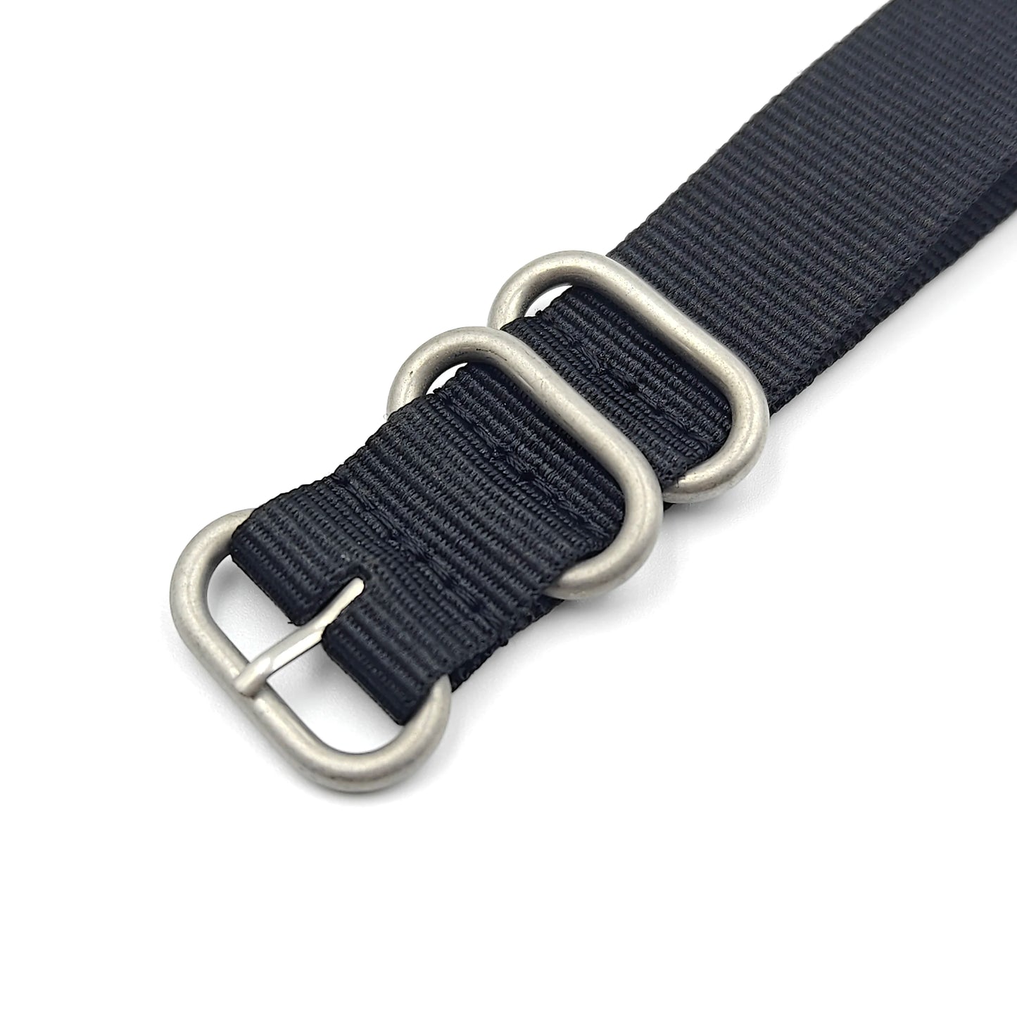 Nylon woven canvas NATO watch strap with rounded steel hardware - Sizes M & L