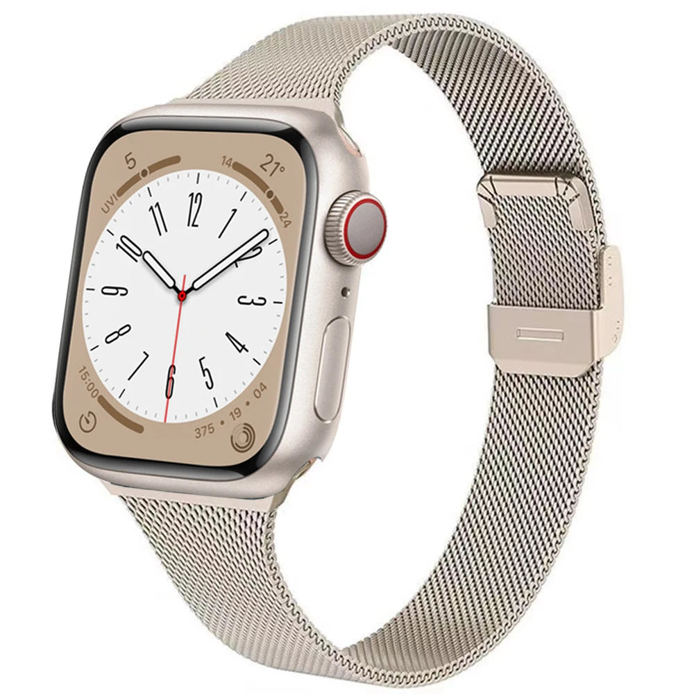 Slim Milanese Strap for Apple Watch 44mm 40mm 45mm 41mm 46mm 42mm 38 49mm Metal Bracelet iWatch Series 10 Ultra 9 8 7 6 5 4 3 SE band