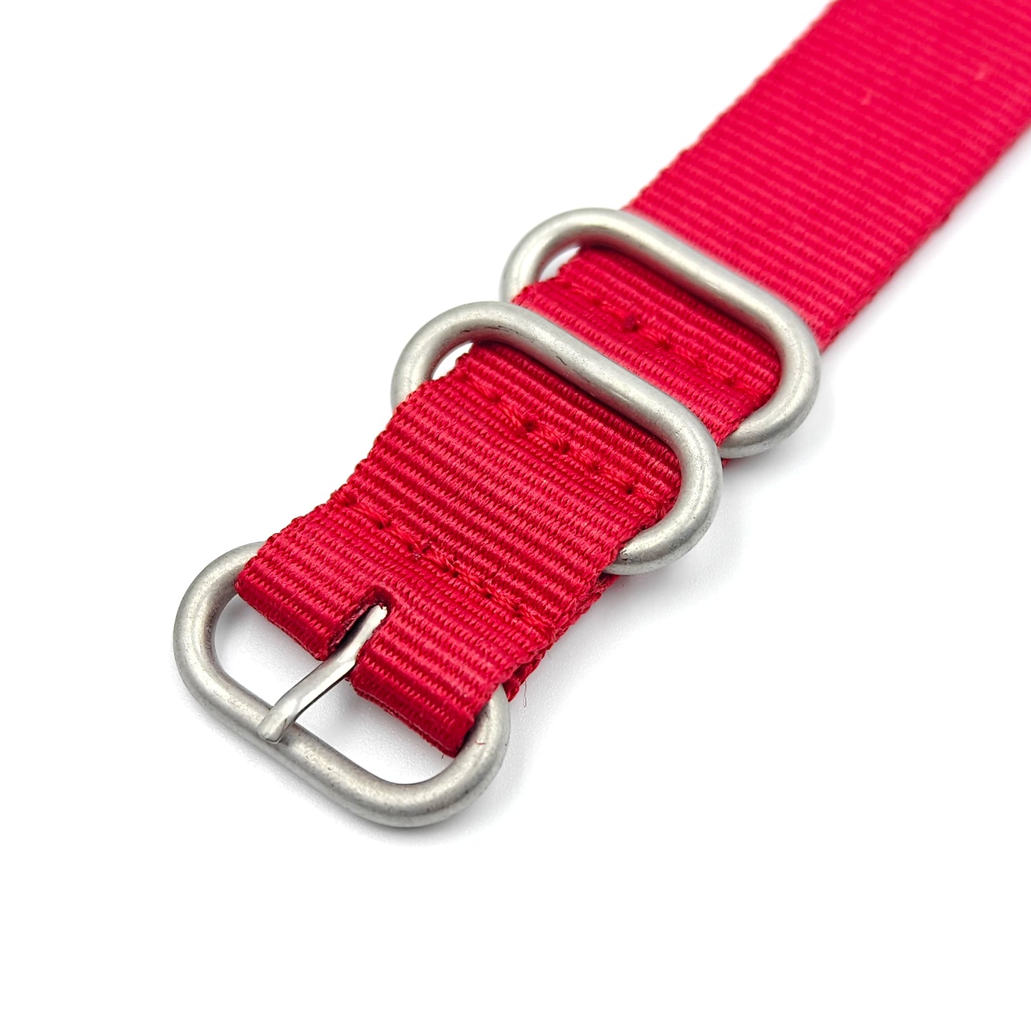 Nylon woven canvas NATO watch strap with rounded steel hardware - Sizes M & L