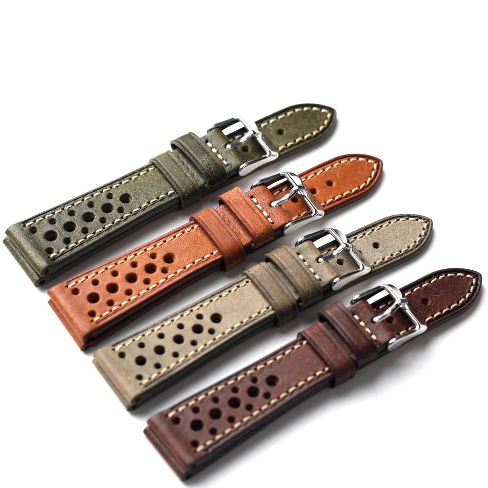 Handcrafted Pueblo Italian Cowhide Rally Strap With Ventilated Design - Sizes M & L