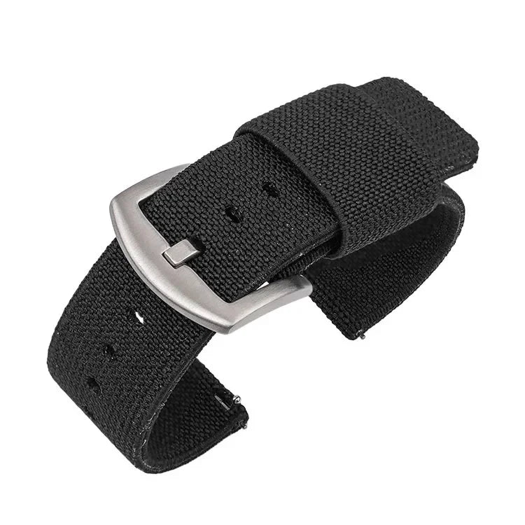 Woven Nylon Two Piece Watch Strap with Pinstripe and Quick Release - Sizes M & L