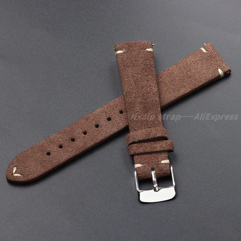 Genuine Leather Suede Watch Band - Sizes S, M & L