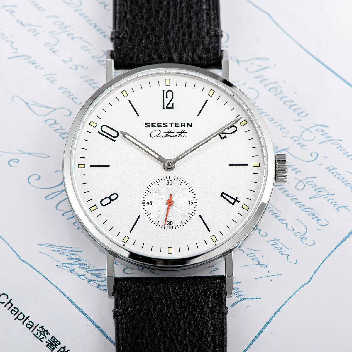 Seestern S382 - Bauhaus Style ultra-thin Stainless Steel Automatic Dress Watch