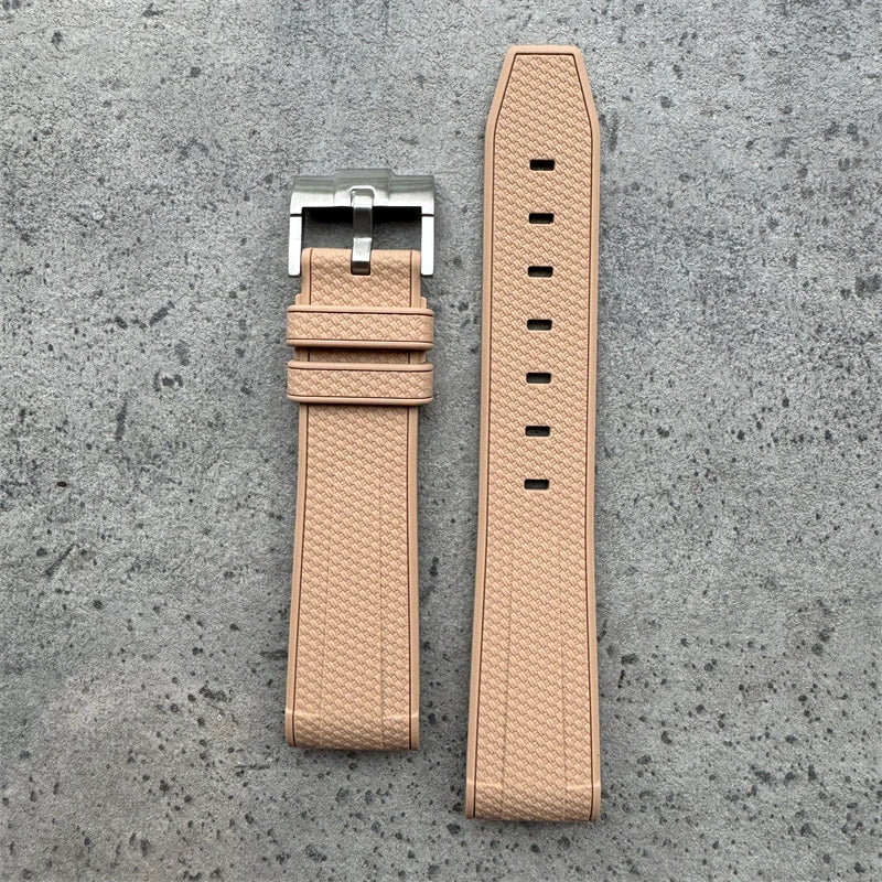 Premium Rubber Watch Strap With Curved Ends & Stainless Steel Buckle  - Size M