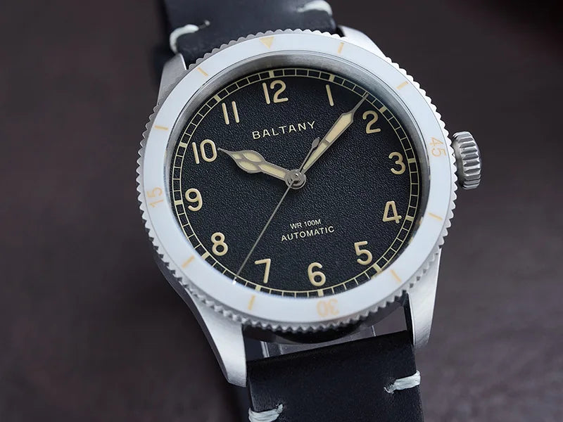 Baltany  S202076  Stainless Steel Pilot's Watch With Seiko NH38 Automatic Movement & Ceramic Bezel