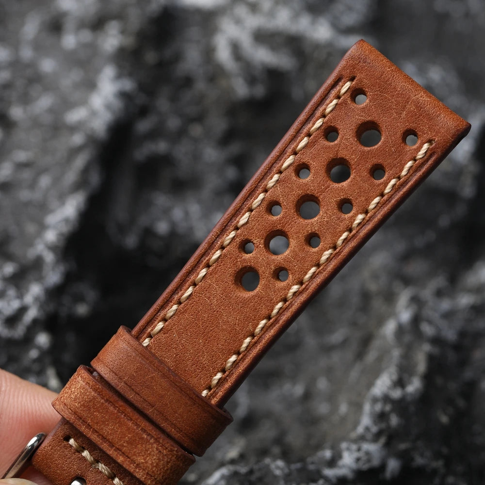 Handcrafted Pueblo Italian Cowhide Rally Strap With Ventilated Design - Sizes M & L