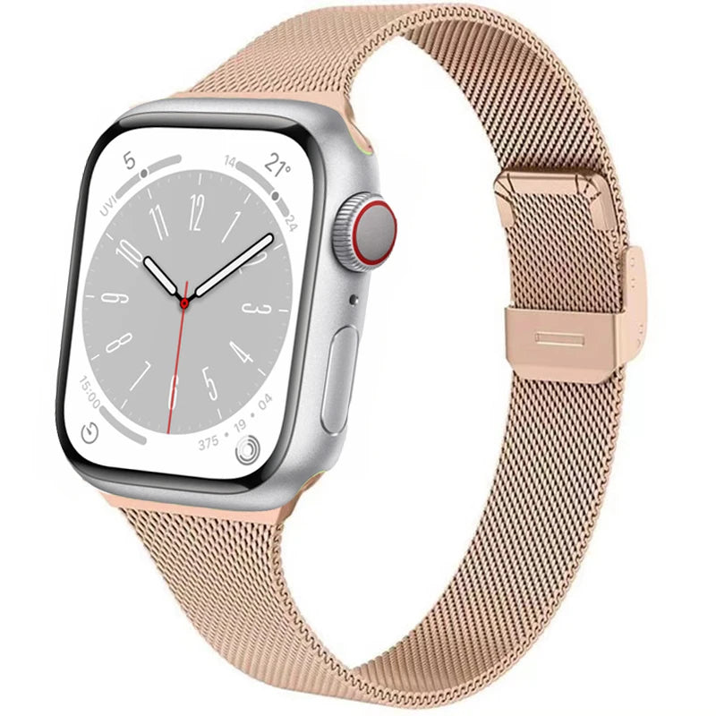 Slim Milanese Strap for Apple Watch 44mm 40mm 45mm 41mm 46mm 42mm 38 49mm Metal Bracelet iWatch Series 10 Ultra 9 8 7 6 5 4 3 SE band