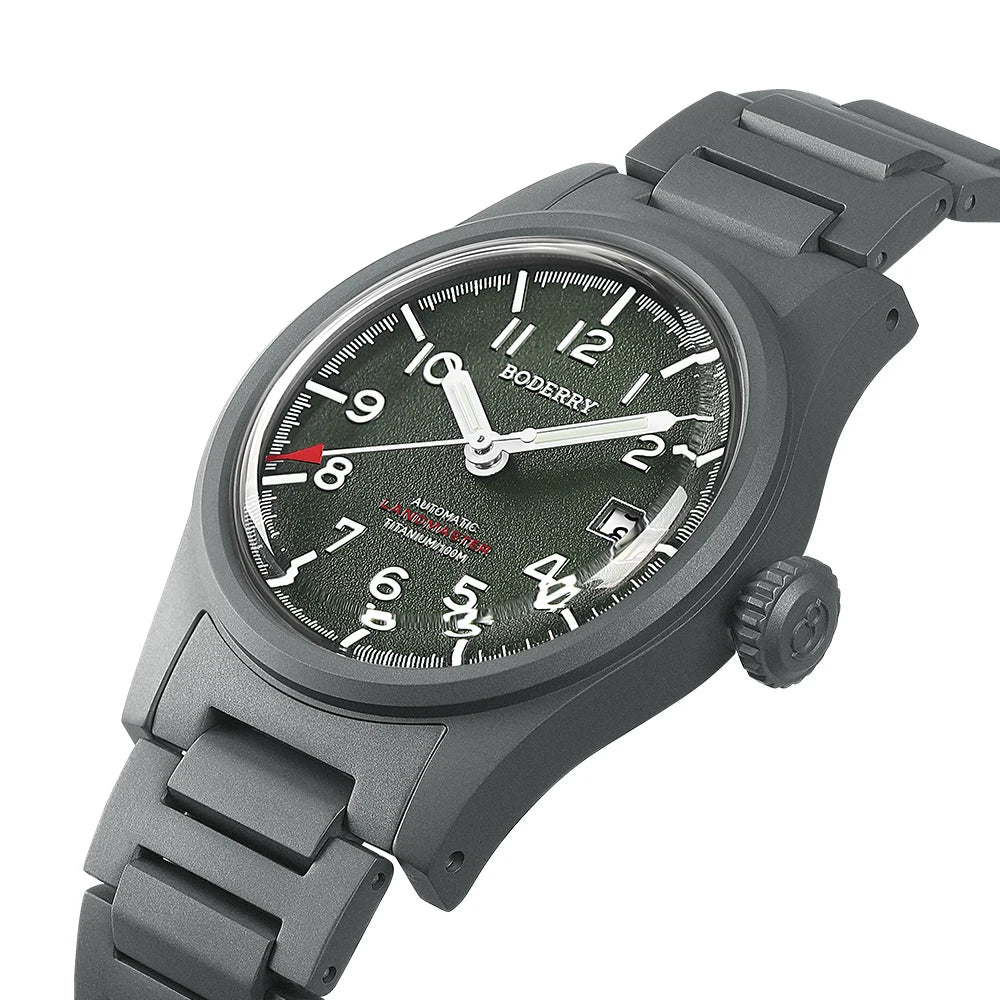 Boderry Landmaster - Titanium Automatic Field Watch with Seiko Movement and 100M Water Resistance