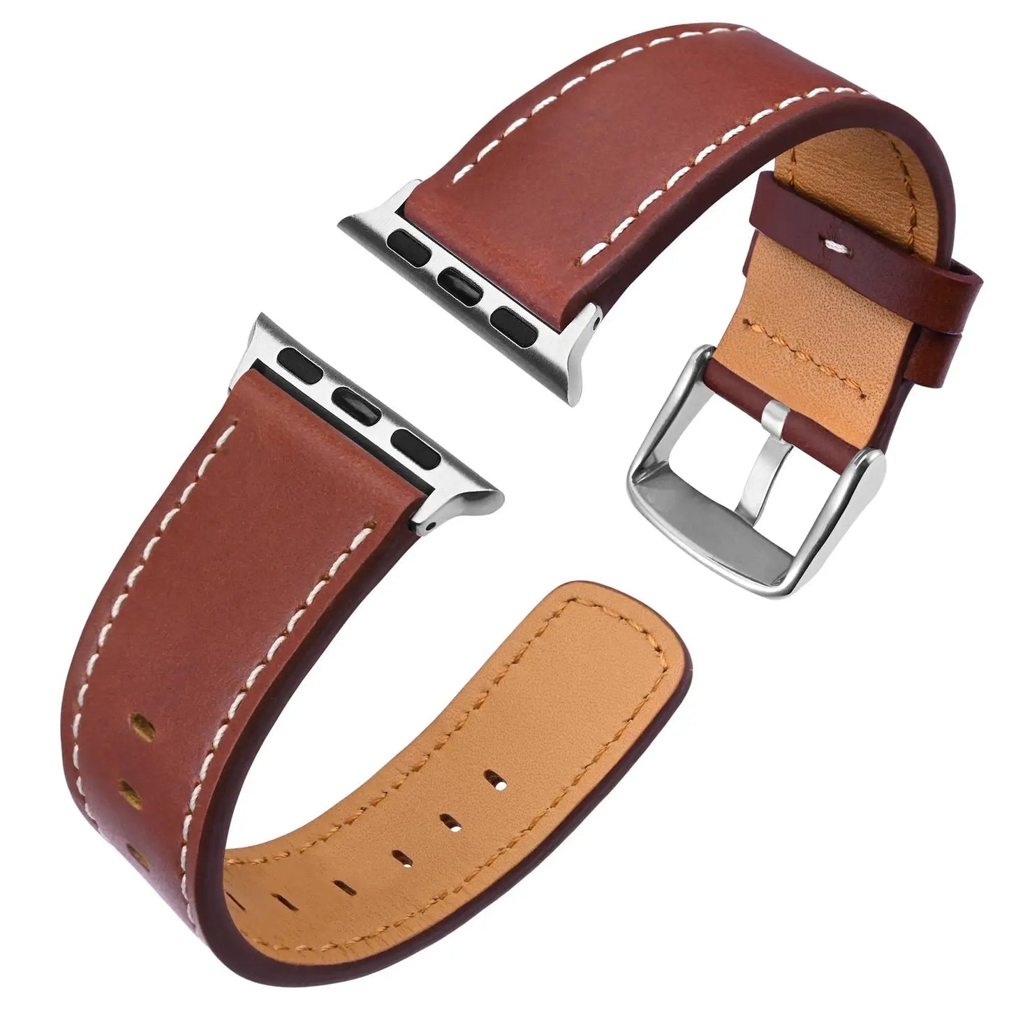 Anbeer Genuine Leather Watch Band for Apple Watch  - all Series 8 & 9