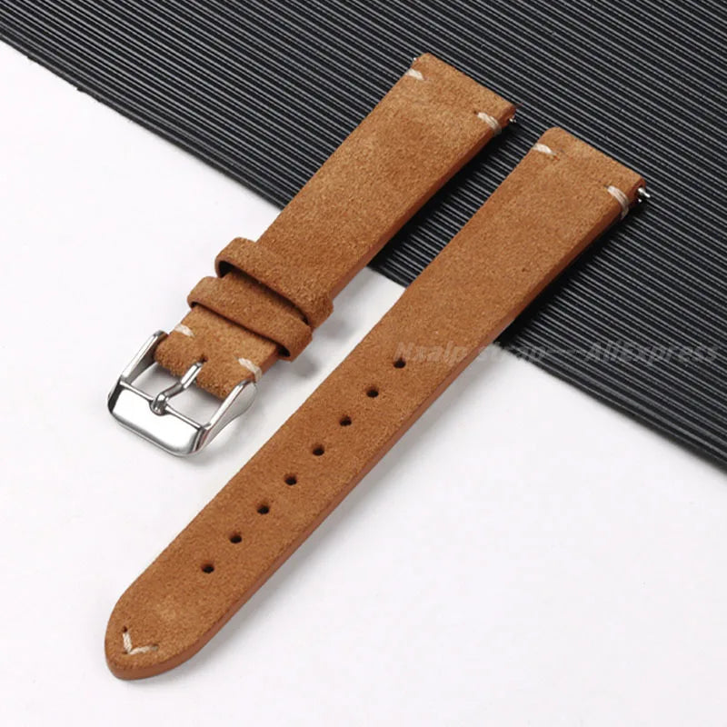 Genuine Leather Suede Watch Band - Sizes S, M & L