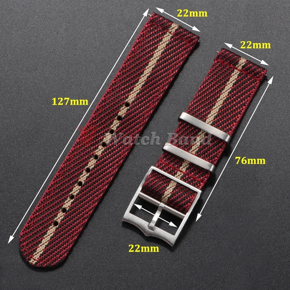 Two piece woven nylon strap with choice of buckle styles and quick release system - Sizes M & L