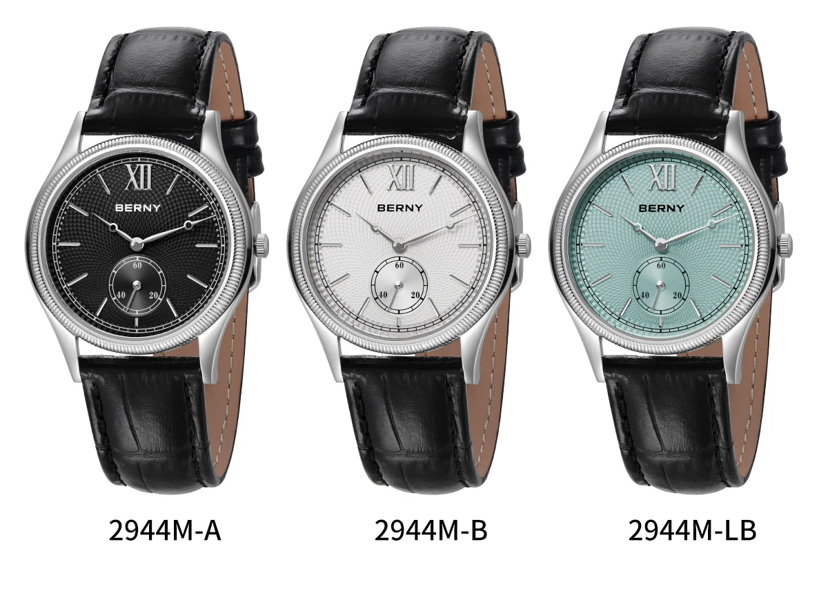 Berny 2944M - Quartz Dress Watch With Ultra-Thin Stainless Steel Case