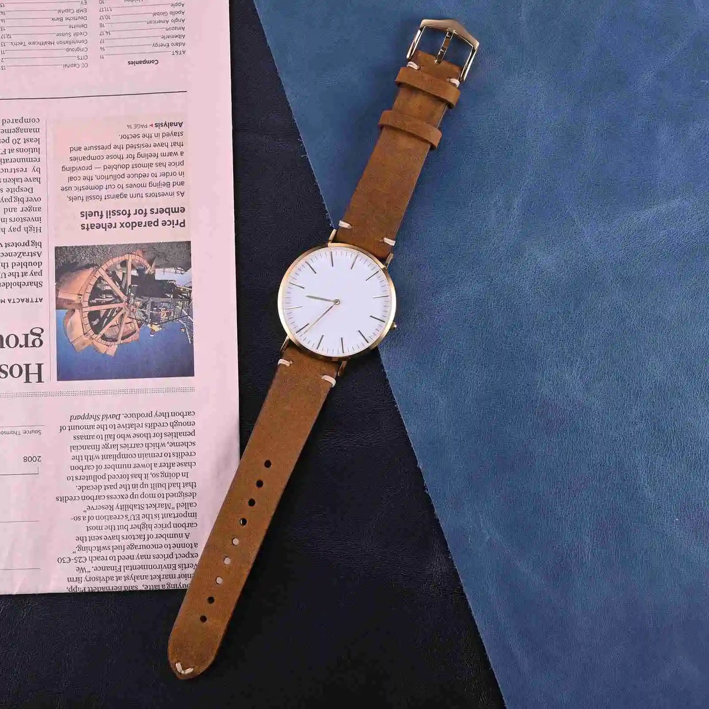 Anbeer Premium Retro Style Leather Watch Strap - Sizes M & L