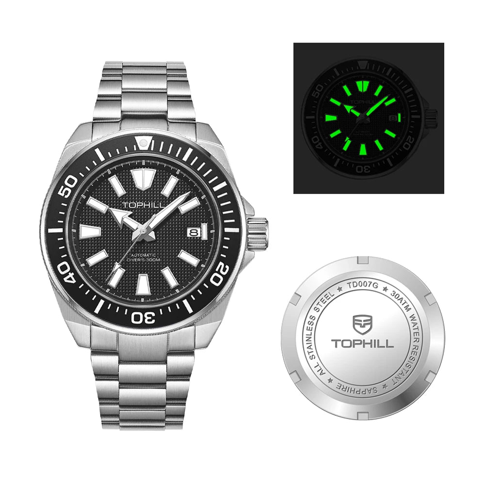 Tophill GD008G - 300mm Stainless Steel Automatic Dive Watch With Sapphire Crystal