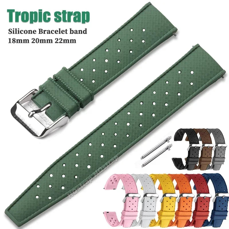 Universal Tropic Rubber Strap With Quick Release  - Sizes M & L