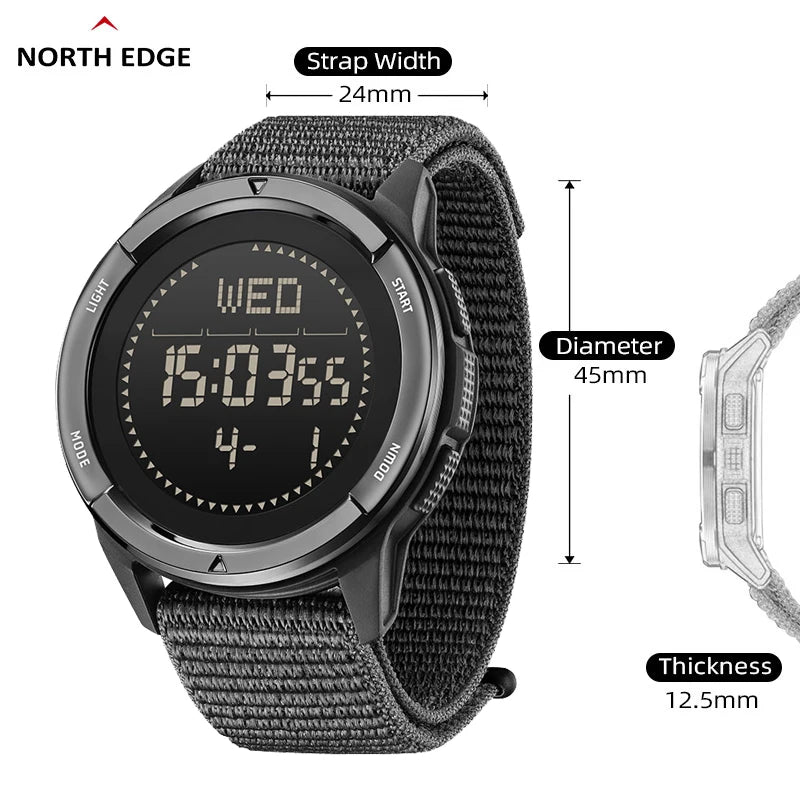 North Edge Digital Carbon fiber Watch With Compass, Step Counter, & Fitness Tracking