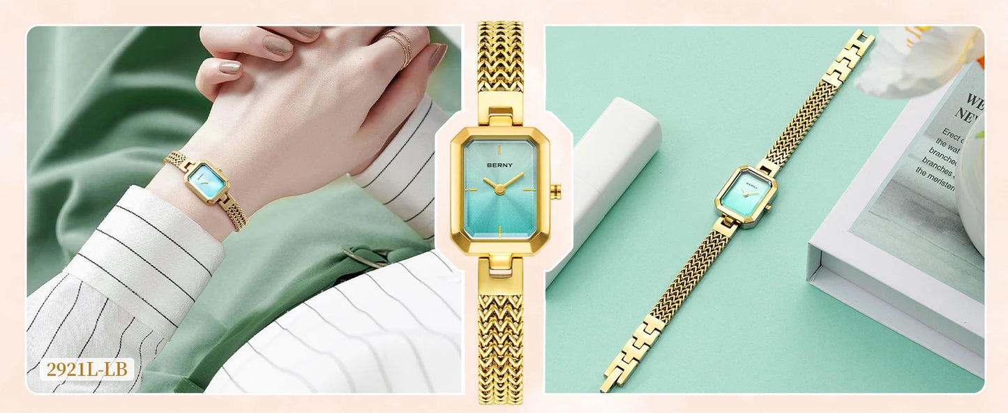 Berny 2921L - Gold tone Stainless Steel Quartz Fashion and Dress Watch