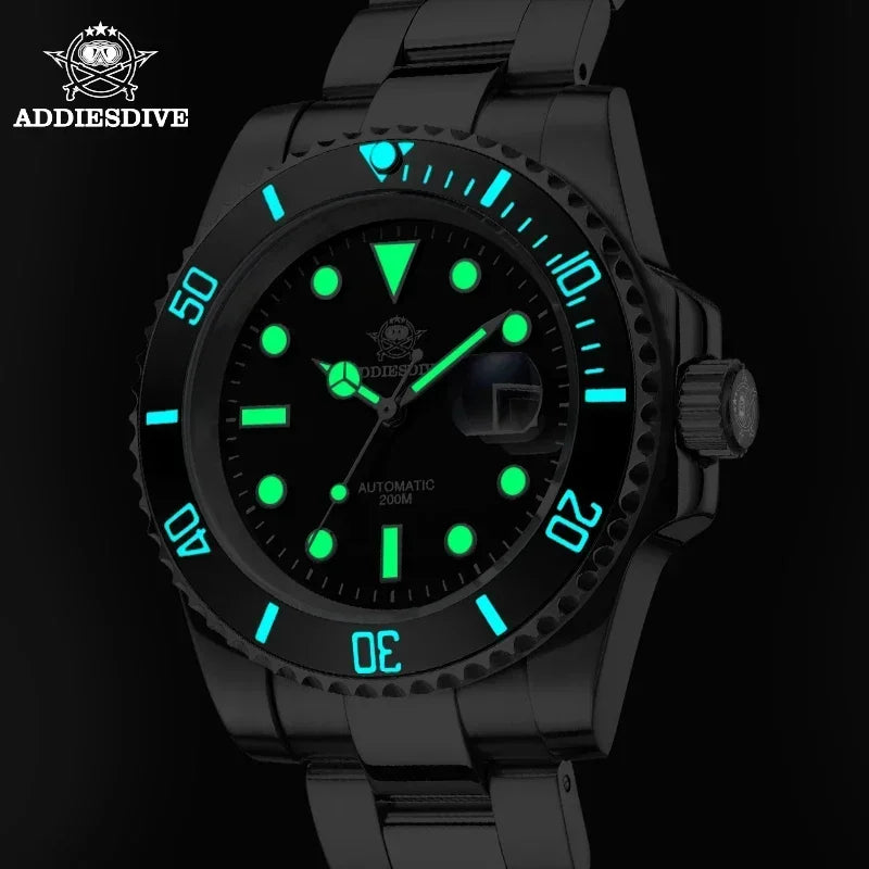 Addiesdive Stainless Steel Automatic Dive Watch with Sapphire Crystal and 200m WR