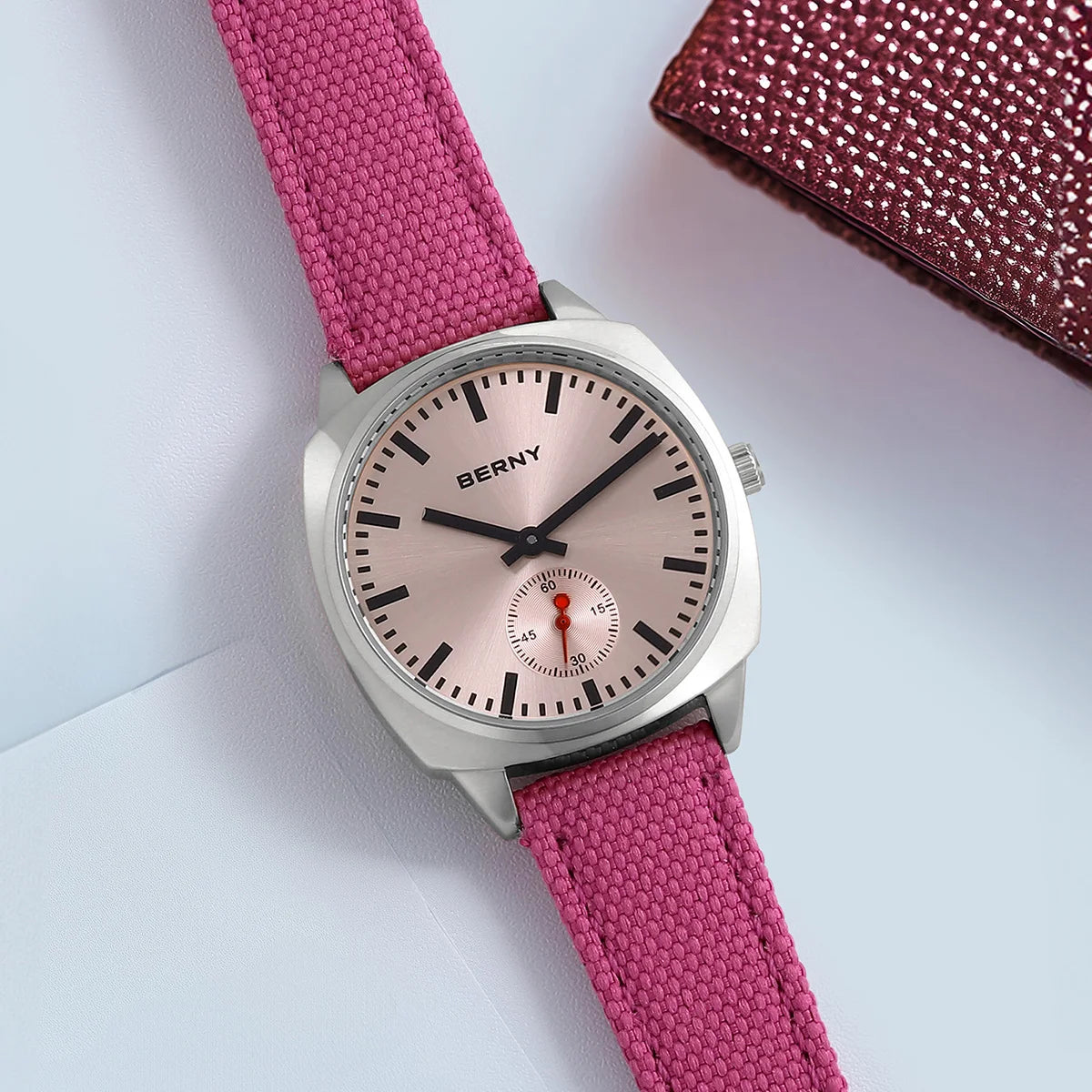 Ladies Swiss Railway Style Casual Watch With Pillow Case And Japanese Quartz Movement