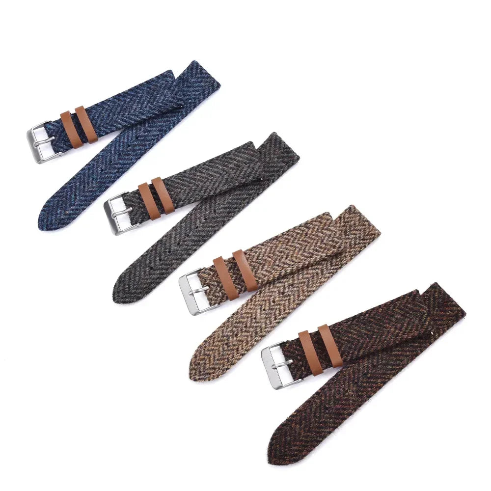 Nylon and Leather Woven Fabric Watch Strap with Quick Release - Sizes M & L