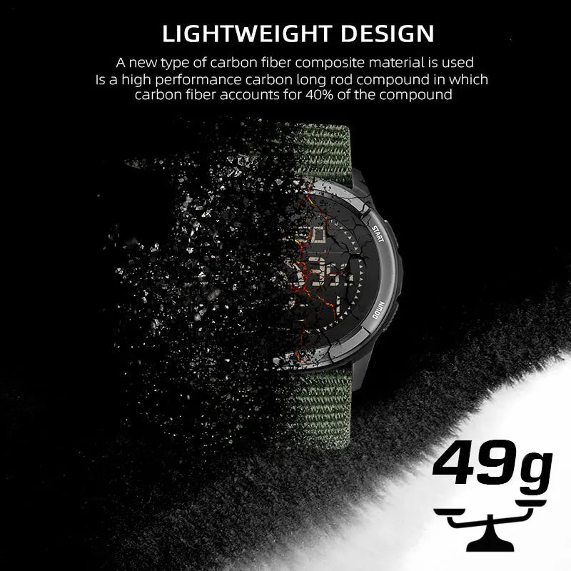 North Edge Digital Carbon fiber Watch With Compass, Step Counter, & Fitness Tracking