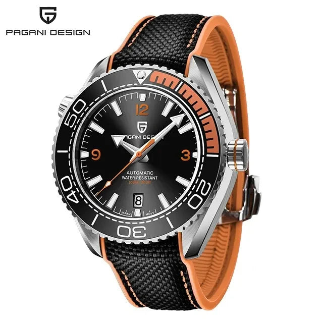 Pagani Design PD-1679M - Stainless Steel Automatic Dive Watch with Silicone Sailcloth Strap