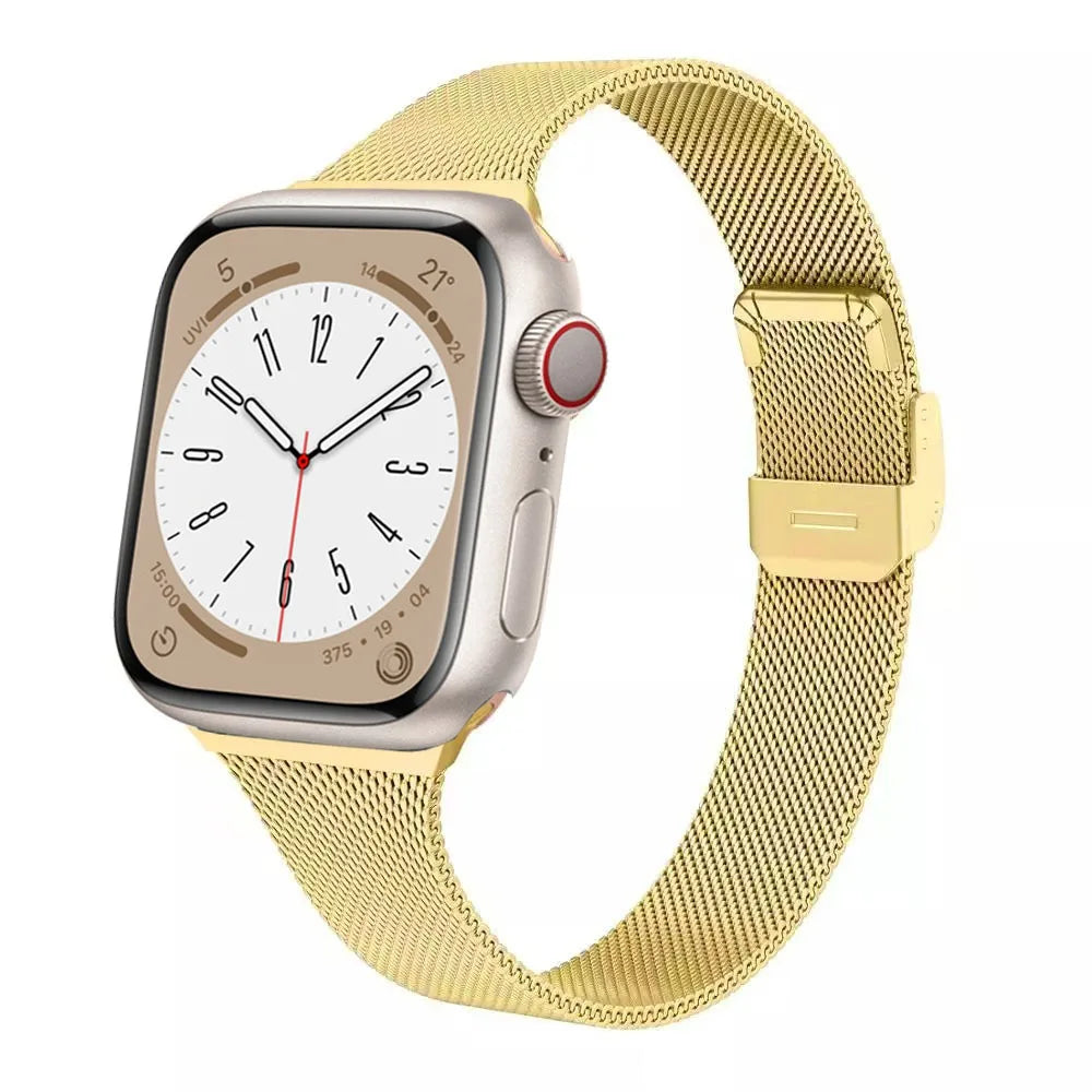 Slim Milanese Strap for Apple Watch 44mm 40mm 45mm 41mm 46mm 42mm 38 49mm Metal Bracelet iWatch Series 10 Ultra 9 8 7 6 5 4 3 SE band