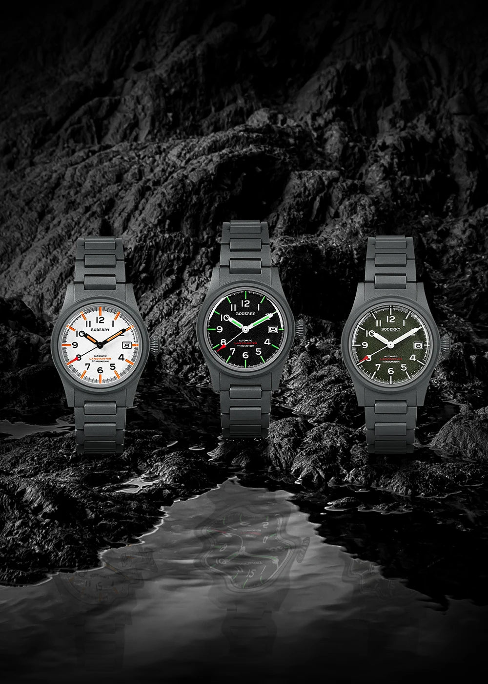 Boderry Landmaster - Titanium Automatic Field Watch with Seiko Movement and 100M Water Resistance