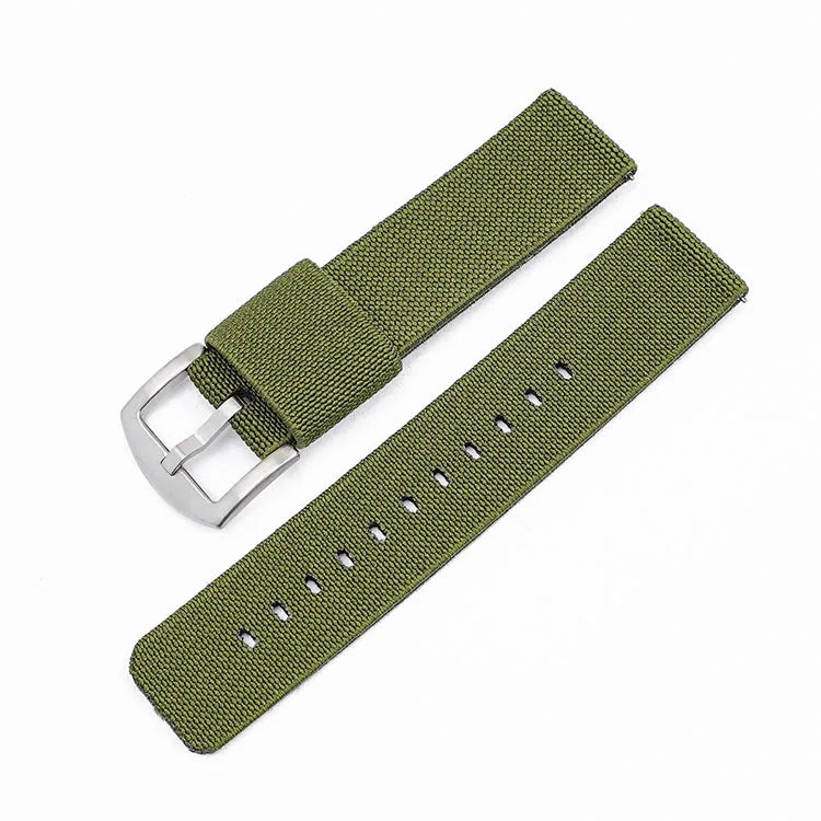 Woven Nylon Two Piece Watch Strap with Pinstripe and Quick Release - Sizes M & L