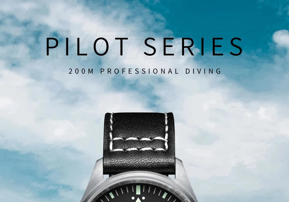 Addiesdive MY-H2 - Classic Stainless Steel Automatic Pilot's Watch With Sapphire Crystal and Seiko NH35 & 200m WR