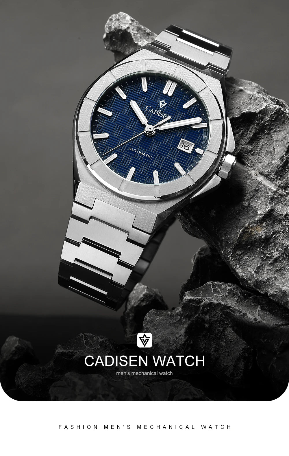 Cadisen C8242 - Stainless Steel Integrated Bracelet Sports Dress Watch with Seiko NH35 Movement